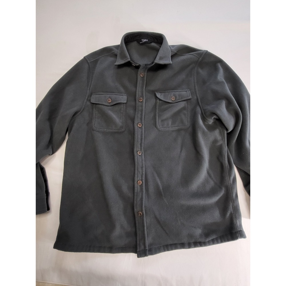 Members Mark Polar Fleece Shirt Mens Large Grey Button Down
